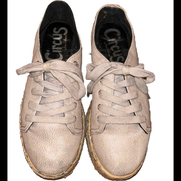 🎉HP🎉Circus by Sam Edelman Metallic Espadrilles Platform Gold Shimmer Sneakers 8 - Picture 2 of 13